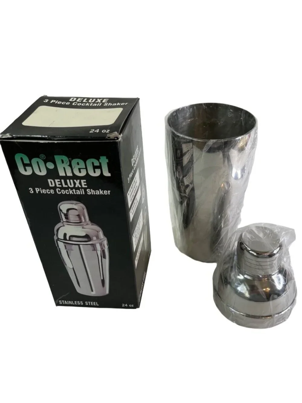 Vintage Cocktail Shaker Stainless Steel 3 pc Set 24oz Vintage Co-Rect Brand NEW